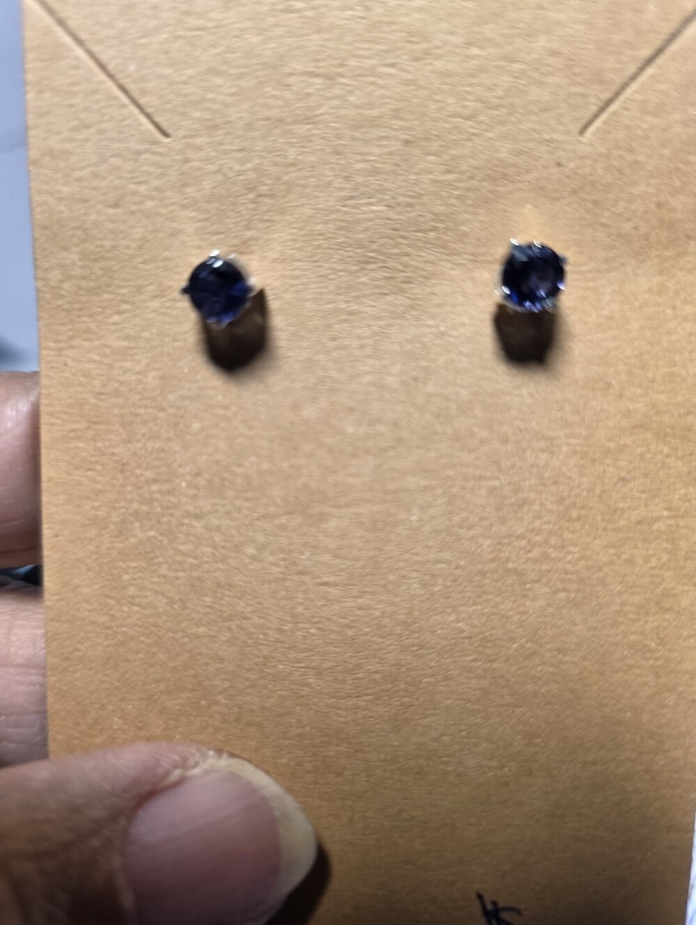 Blue/purplish Iolite Round Stud Earrings -